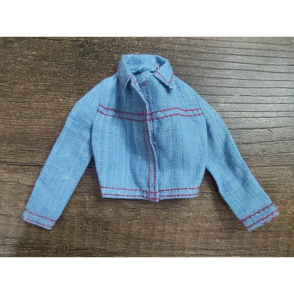 Vintage Barbie Denim Jacket Red Stitching Z32